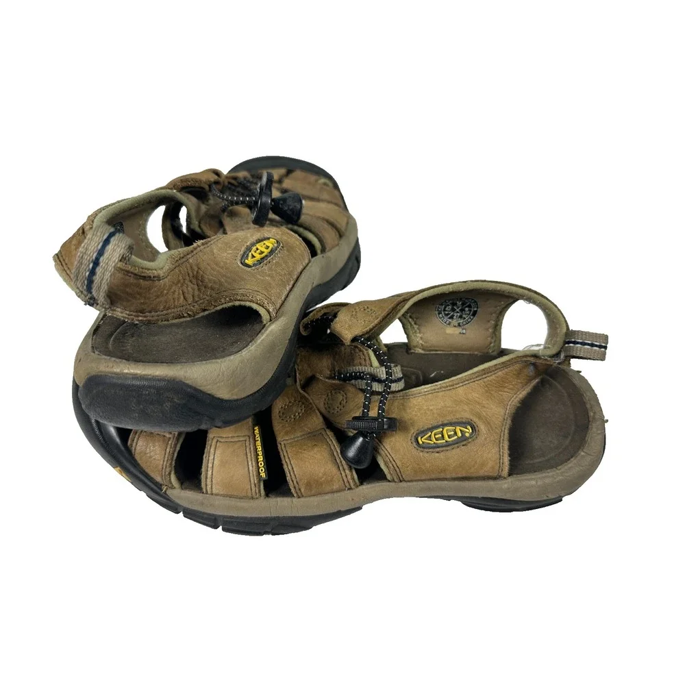 Keen Leather Hiking Sandals Men's 9 Brown Waterproof Closed Toe Outdoor Trail